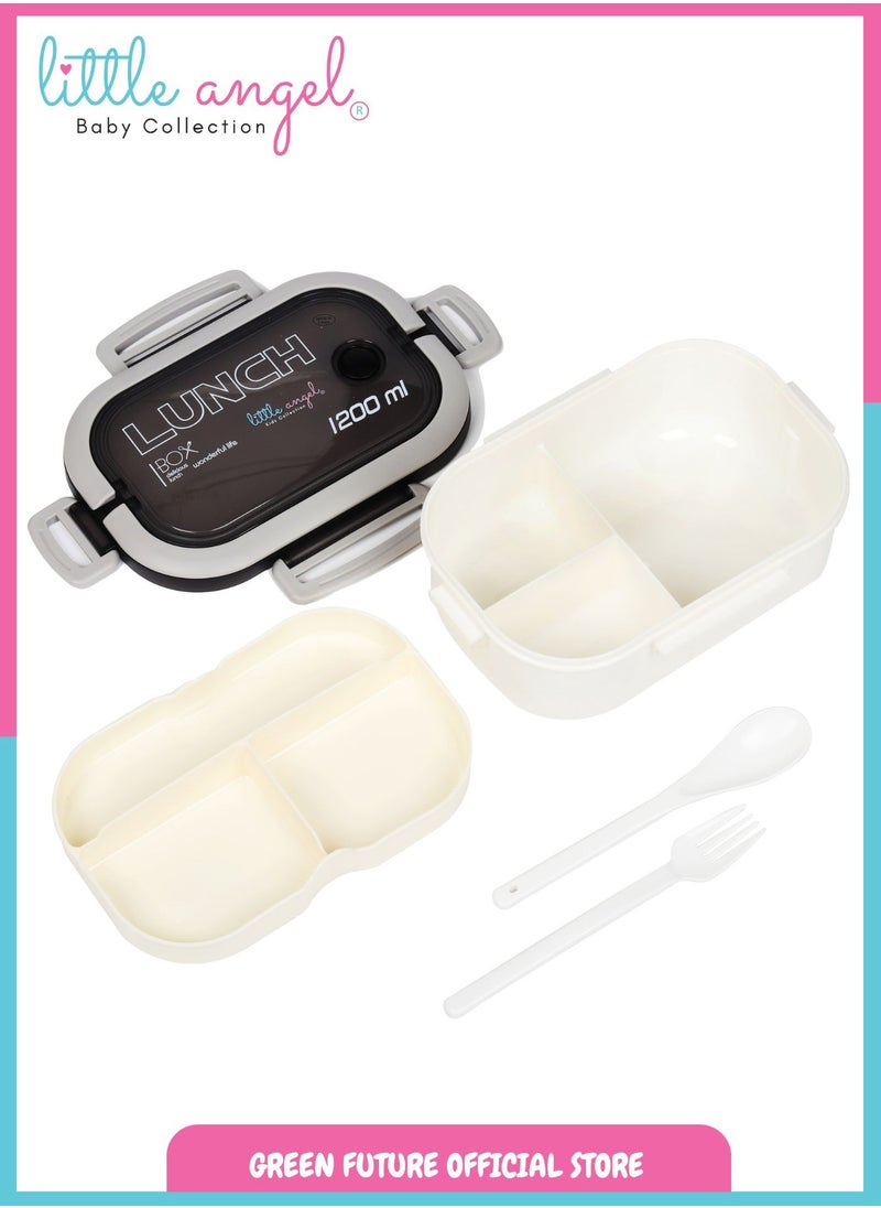 Little Angel Kids Bento Lunch Box 1200ml – Leak-Proof, Insulated, Eco-Friendly, with Compartments and Utensils – Ideal for School & Travel  - Image 2
