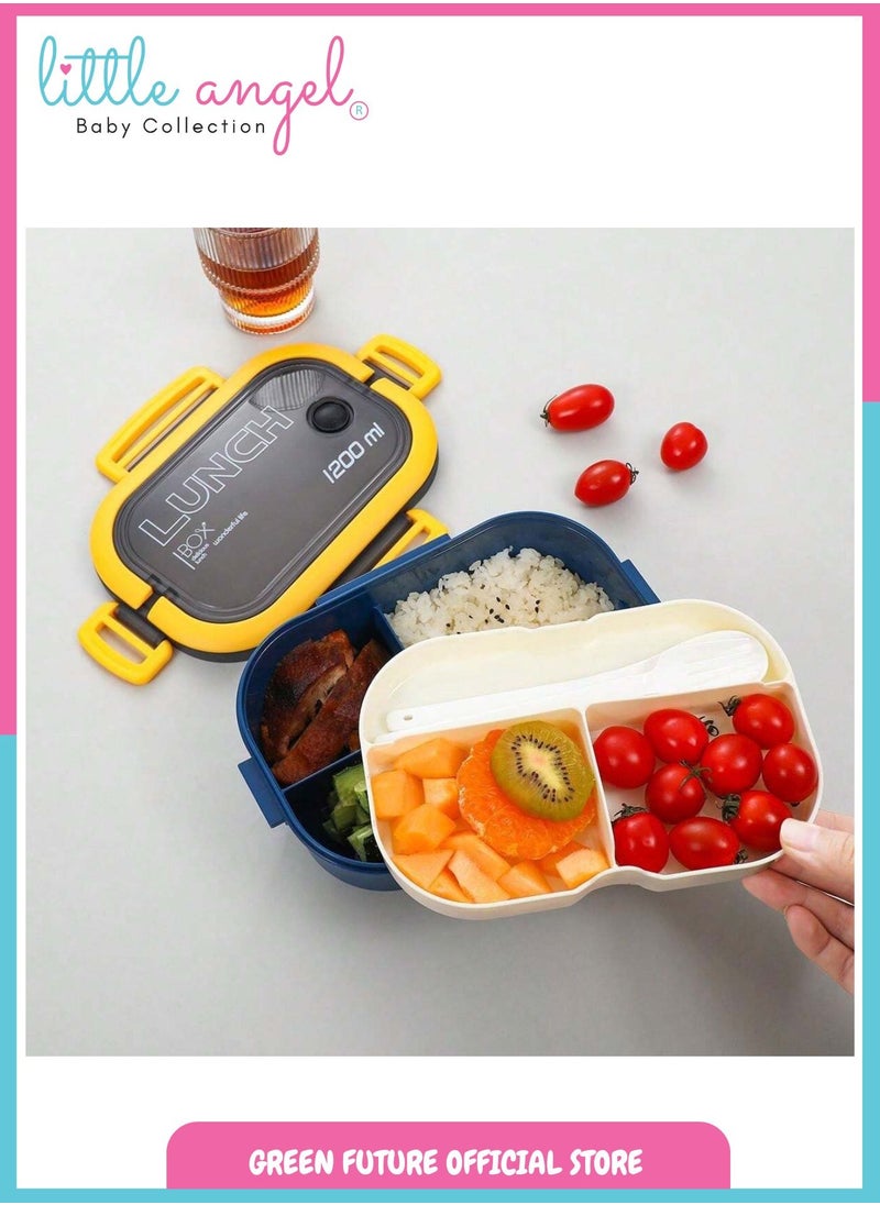 Little Angel Kids Bento Lunch Box 1200ml – Leak-Proof, Insulated, Eco-Friendly, with Compartments and Utensils – Ideal for School & Travel  - Image 3