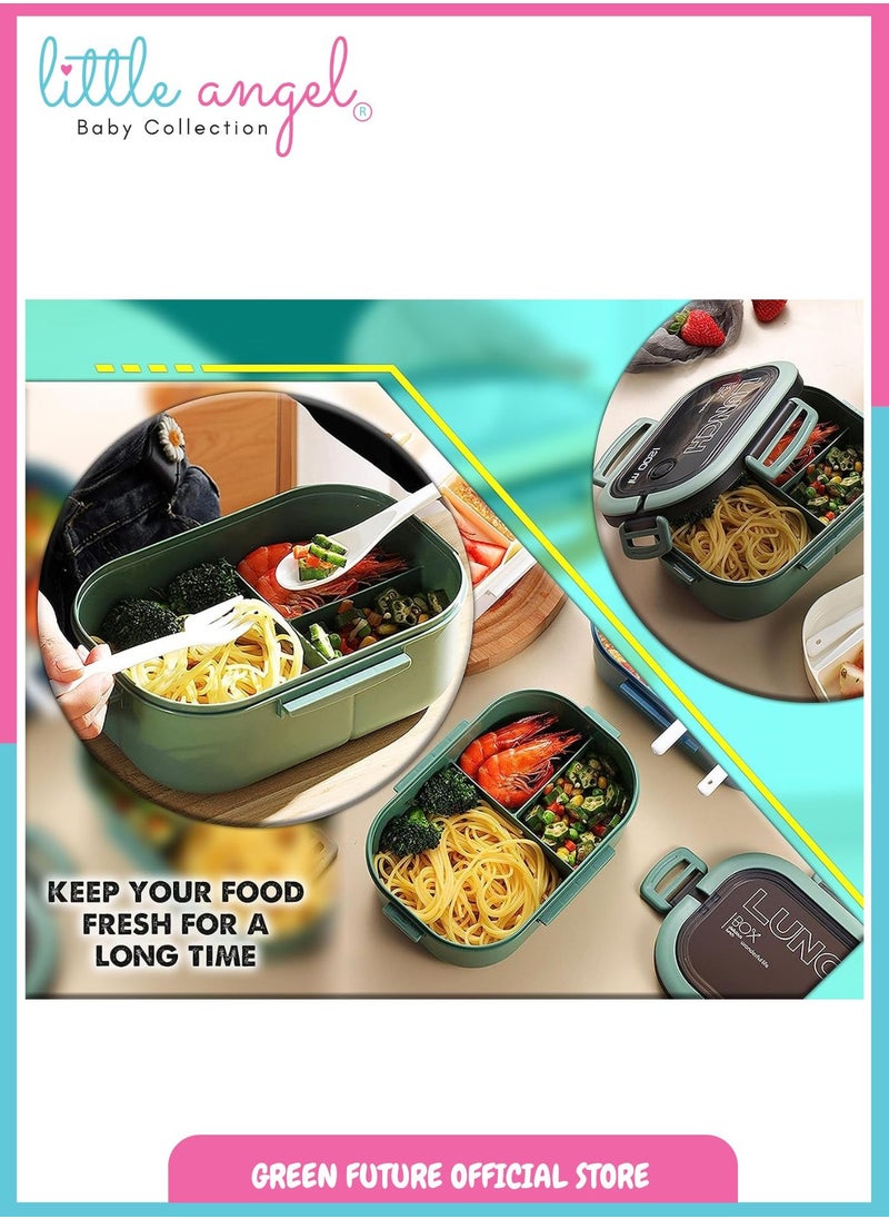 Little Angel Kids Bento Lunch Box 1200ml – Leak-Proof, Insulated, Eco-Friendly, with Compartments and Utensils – Ideal for School & Travel  - Image 4