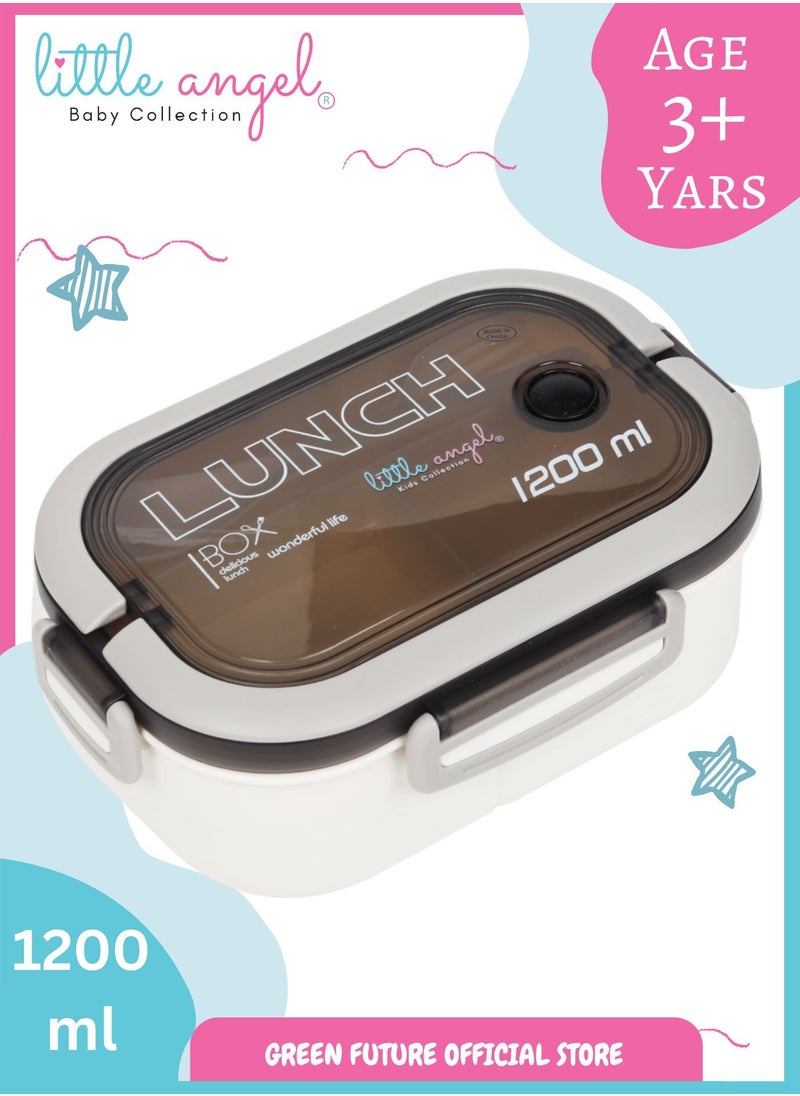 Little Angel Kids Bento Lunch Box 1200ml – Leak-Proof, Insulated, Eco-Friendly, with Compartments and Utensils – Ideal for School & Travel  - Image 1