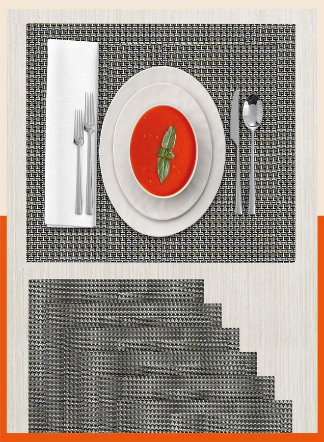 Bathla Matworks - Liam Woven PVC Table mats/Placemats for Home Dining Table | Heat-Resistant, Reversible & Washable | (Set of 6-45cm x 30cm) - Image 1