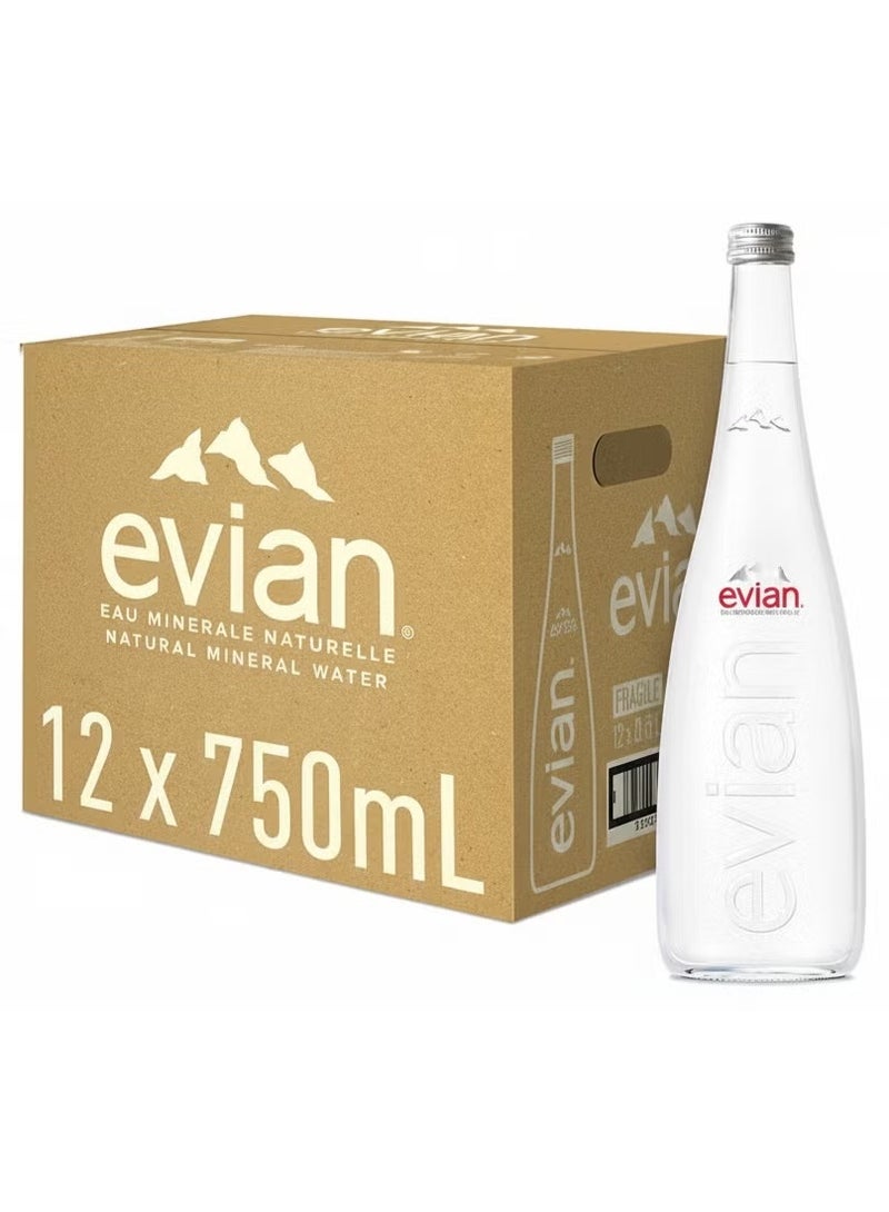 إيفيان مياه إفيان الغازية 750 مل × 12 زجاجة – مياه معدنية طبيعية فاخرة - Image 1