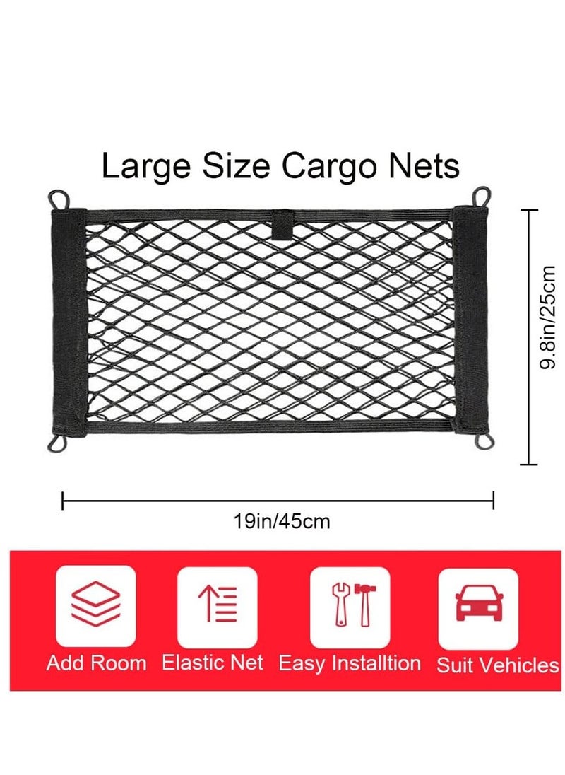 Generic - [2 Pack] Large Cargo Net for Trunk, RV, Boats Storage Mesh Pocket Net with 4 Mounting Screw and Built-in Hooks 19" x 9.8" inch - Image 1