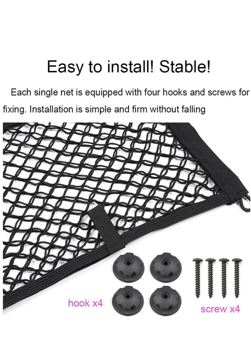 Generic - [2 Pack] Large Cargo Net for Trunk, RV, Boats Storage Mesh Pocket Net with 4 Mounting Screw and Built-in Hooks 19" x 9.8" inch - Image 1