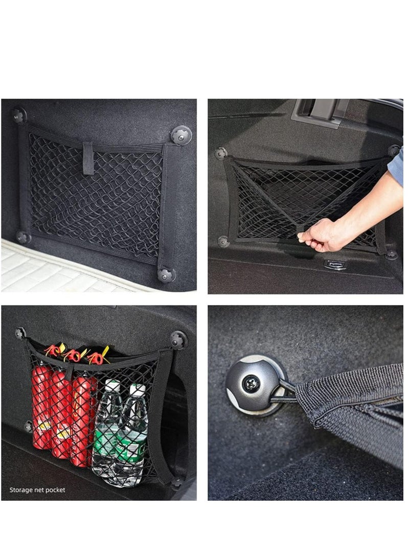 Generic - [2 Pack] Large Cargo Net for Trunk, RV, Boats Storage Mesh Pocket Net with 4 Mounting Screw and Built-in Hooks 19" x 9.8" inch - Image 1