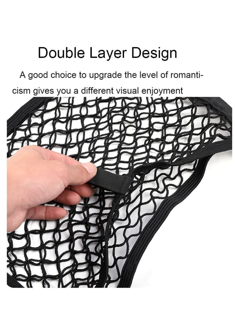 Generic - [2 Pack] Large Cargo Net for Trunk, RV, Boats Storage Mesh Pocket Net with 4 Mounting Screw and Built-in Hooks 19" x 9.8" inch - Image 1