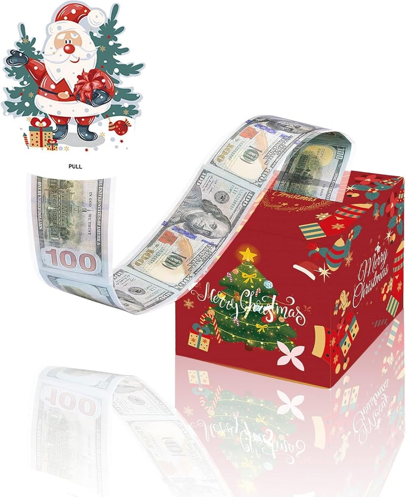 Mienocol Christmas Money Gift Box for Cash with Pull Out,Money Roll Gift Box,Funny Pull Cash from Money Case Novelty Festival Cash Drawer for Christmas Surprise - Image 1
