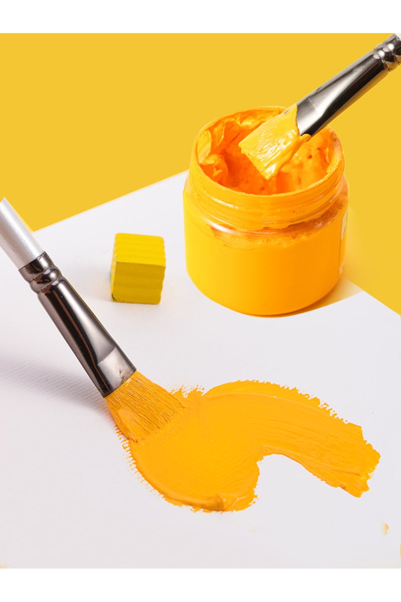 erorex 6 pcs Short rod flat head wool set watercolor oil brush soft hair painting brush children's begin... - Image 4