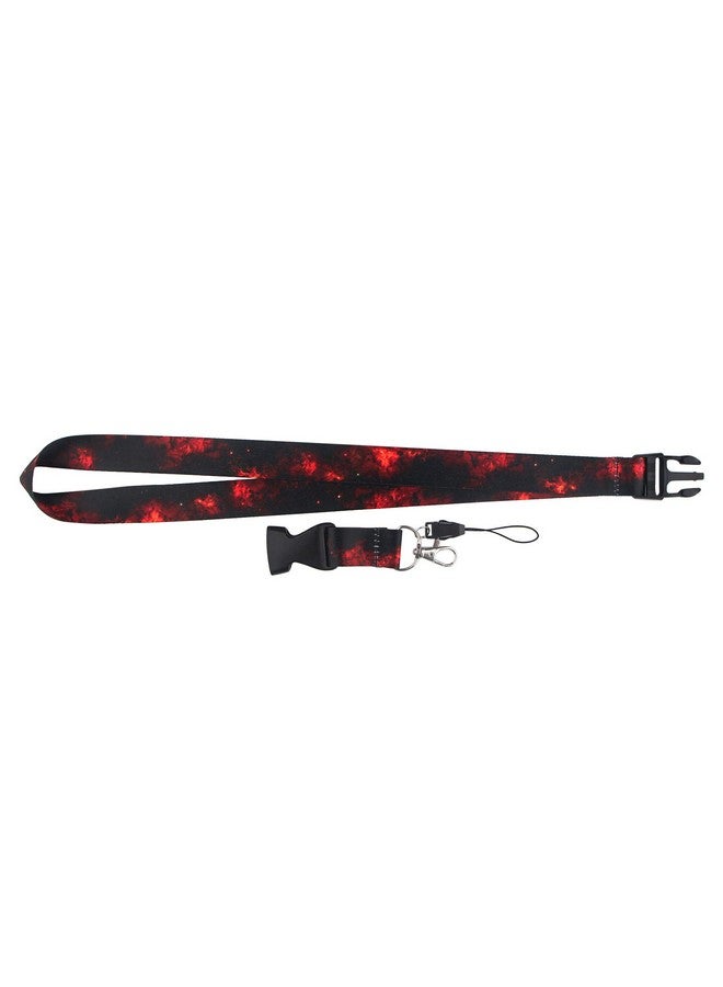 DMLSKY Black Red Lanyard For Keys Keychain Id Badge Holder With Safe Removable Black Buckle & Metal Spring Clip Cool For Guy Adult Teen - Image 3
