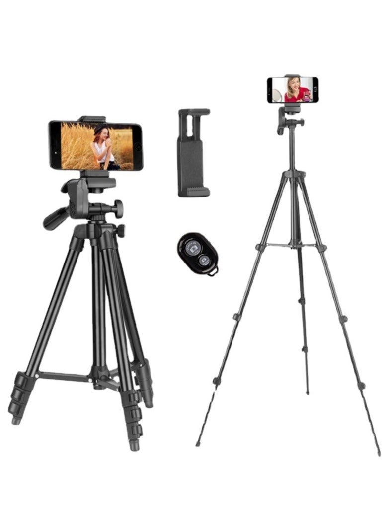 JUNYOUK 50 Inch Extendable Phone Tripod and Camera Stand with Bluetooth Remote and Clip  - Image 1