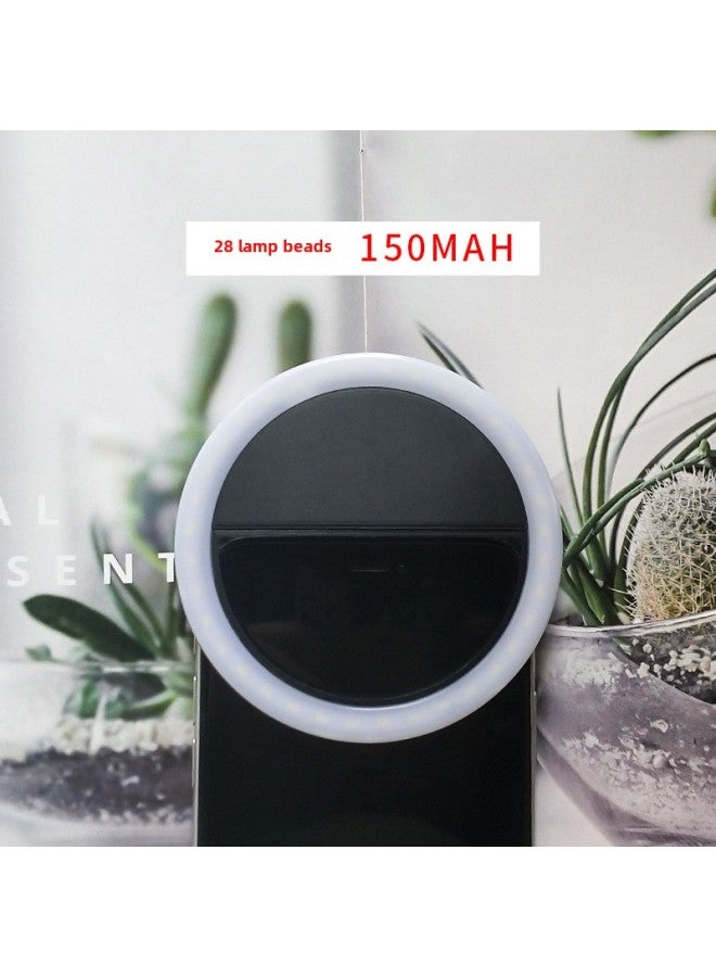Rk12 Mobile Phone Fill Light Usb Round Charging Fill Light Beauty Selfie Mobile Phone Fill Light Wholesale-Color:High Quality: Black 28 Lamp Beads (150 MA)  - Image 1