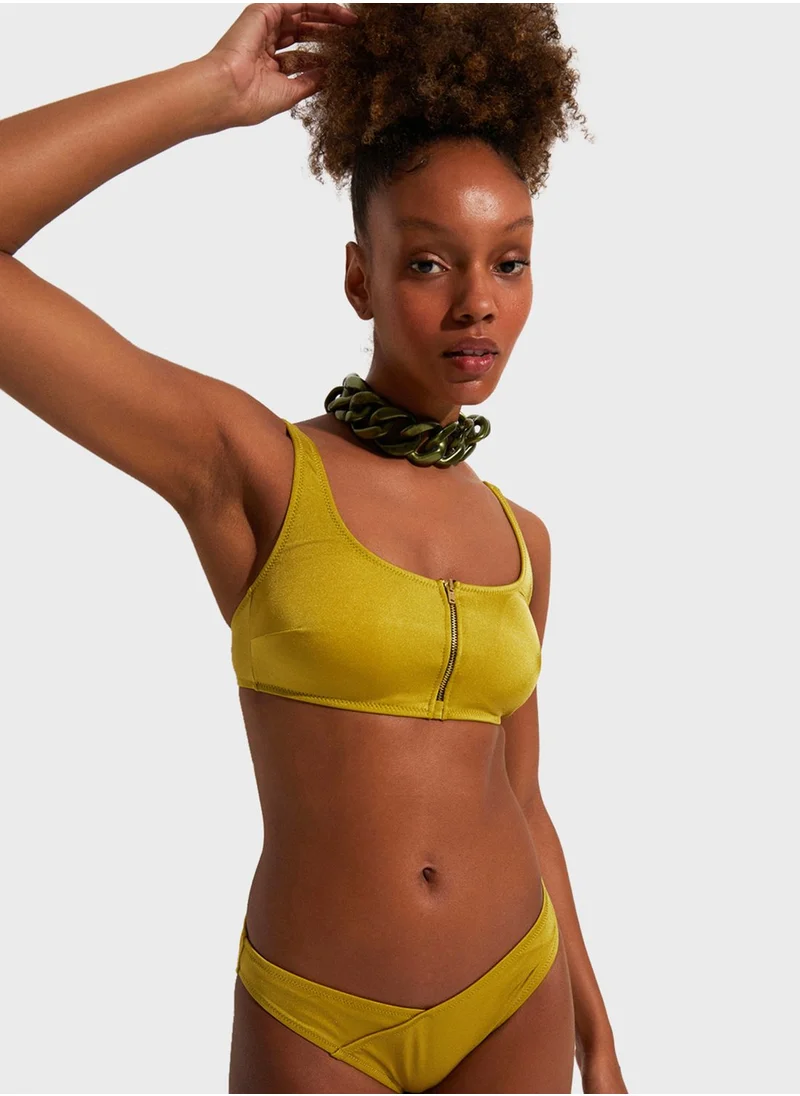 JUNE Zip Neck Bikini Top