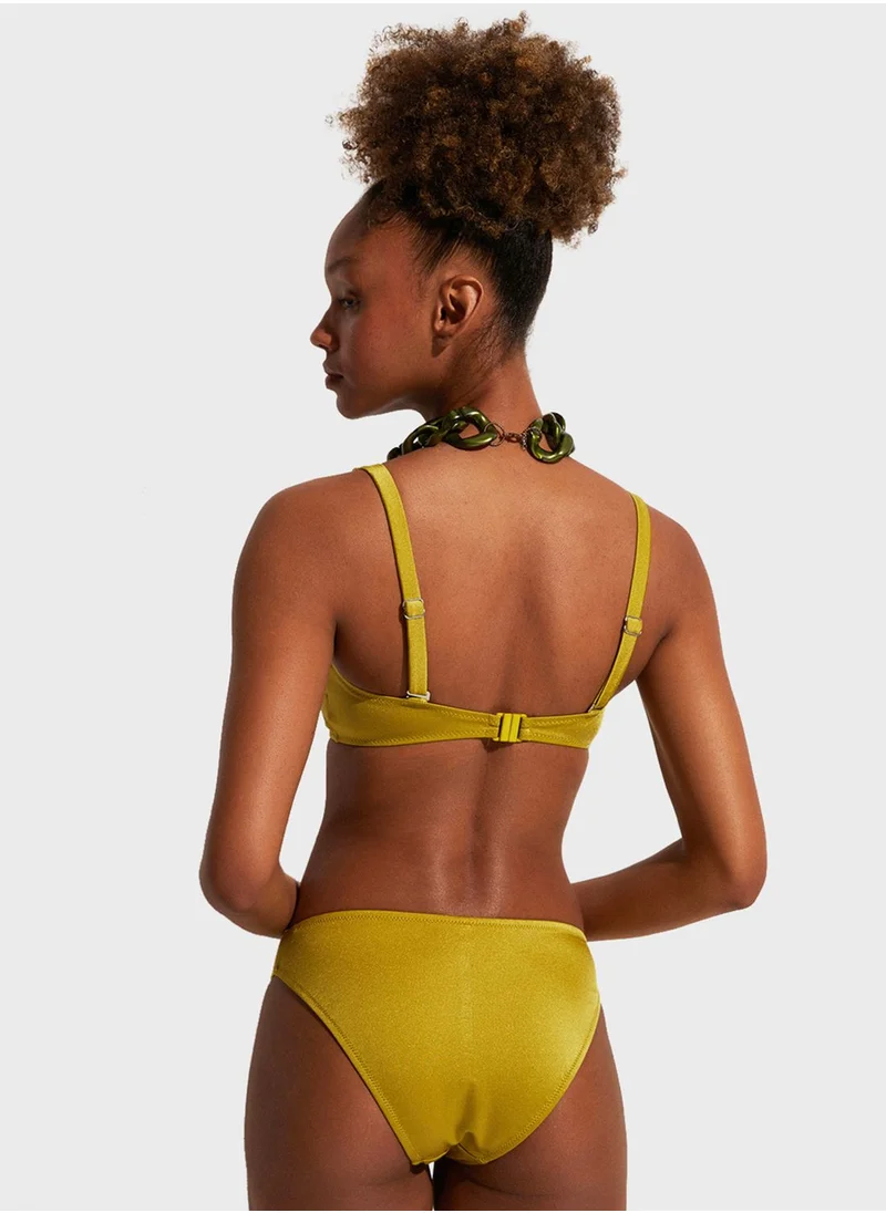 JUNE Zip Neck Bikini Top