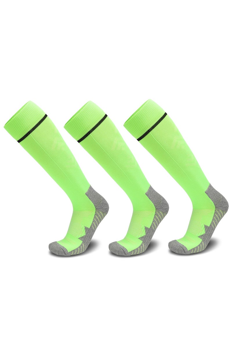 جناح السماء جوارب كرة قدم رجالية ونسائية، جوارب أنبوبية ضاغطة ملونة، جوارب أنبوبية ضاغطة ملونة، جوارب رياضية لكرة القدم للجنسين - أخضر - 3 أزواج - Image 1