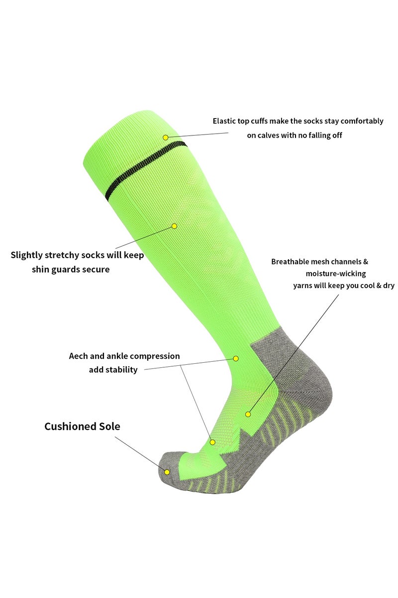 جناح السماء جوارب كرة قدم رجالية ونسائية، جوارب أنبوبية ضاغطة ملونة، جوارب أنبوبية ضاغطة ملونة، جوارب رياضية لكرة القدم للجنسين - أخضر - 3 أزواج - Image 3