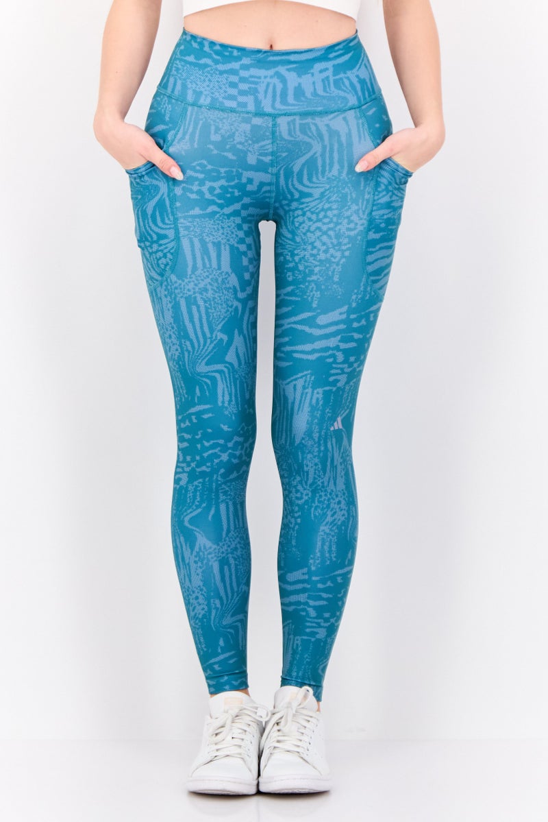 Adidas Women Tight Fit Daily Running Leggings, Teal Green - Image 1
