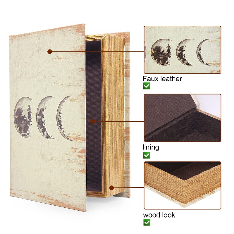 PACOLO Decorative Book Boxes, Faux Wood with Magnetic cover Storage for Hidden Jewelry, Money, and Cash (Lunar Eclipse) - Image 4