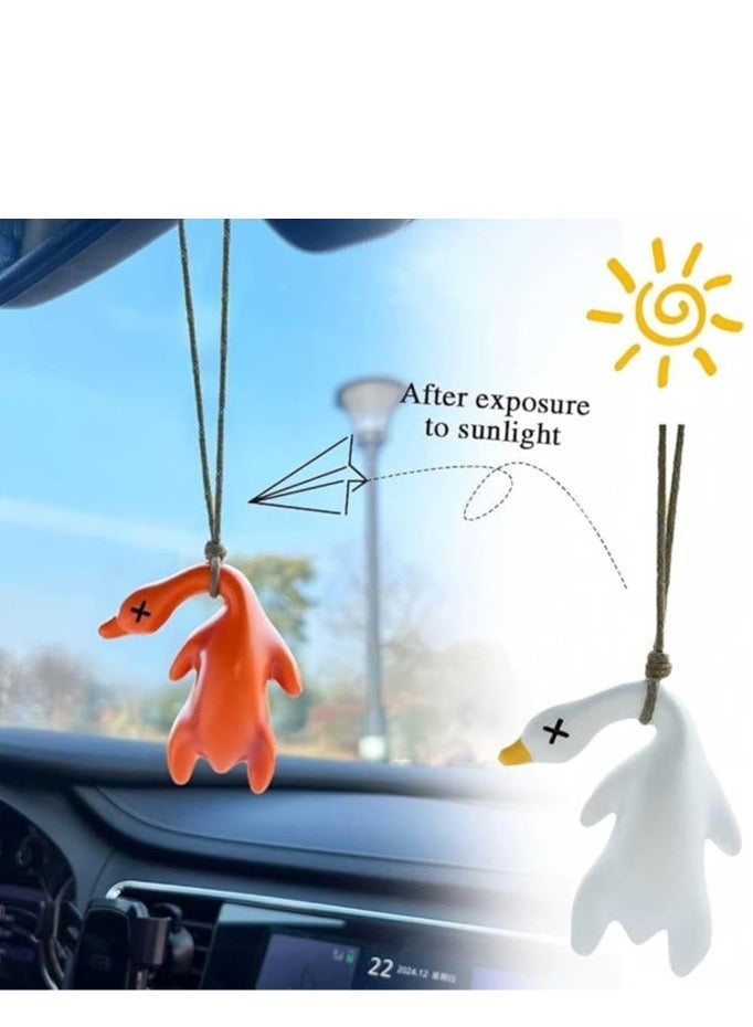 Uv Duck Color-Changing Roast Duck Car Pendant,Cute Temperature Reminder Pendant, Fun Hanging Ornament for Cars, Bicycles - Image 2