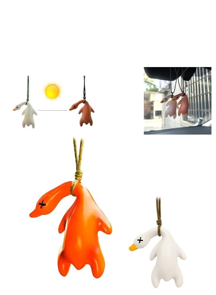 Uv Duck Color-Changing Roast Duck Car Pendant,Cute Temperature Reminder Pendant, Fun Hanging Ornament for Cars, Bicycles - Image 1
