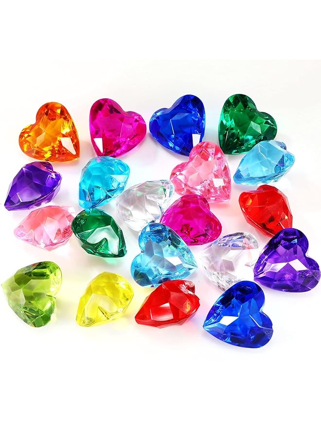 KASTWAVE Diving Gem Pool Toys 32 Pcs Colorful Crystal Acrylic Heart Shape Diamond Summer Swimming Party Favors Underwater Gem Diving Toy For Boys And Girls Color Mixing - Image 1