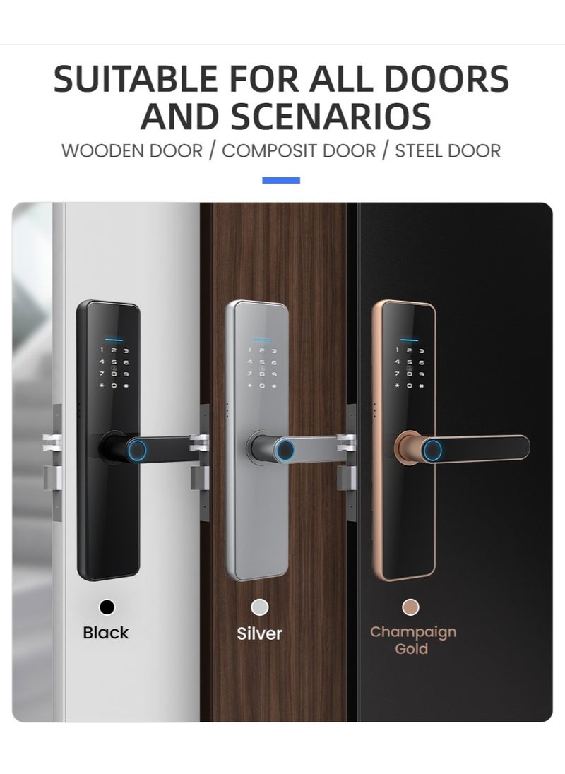 EVEREEN LS-C91 Smart WiFi Fingerprint Door Lock - 8 Unlock Methods | App, Bluetooth, Key, Password, Card, Combo | Secure Home Entry System (Silver, TTLock version)  - Image 5