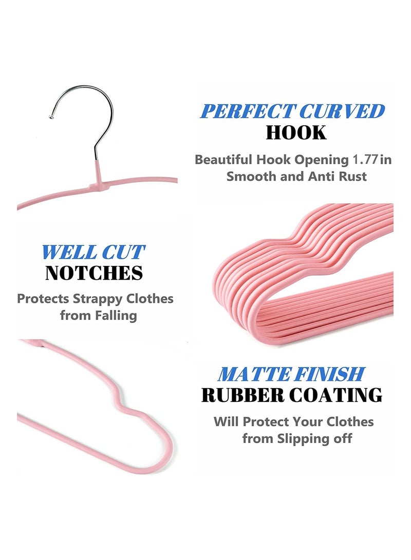 Amber Home 20-Piece Non slip Baby Hangers Baby Coat Hangers Pink 30cm Sturdy Metal Wire & Cute Matte Pink Coating Children Toddler Kids Clothes Hangers - Image 3