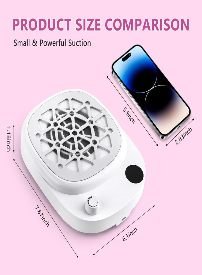 heemeei Nail Dust Collector, heemeei Protable 10 Speeds Dust Collector Nail Tech with 30 Pcs Disposable Filter Papers, 6000RPM Powerful Lightweight Nail Vacuum for Beginner Acrylic Nail Manicure Home Salon - Image 3