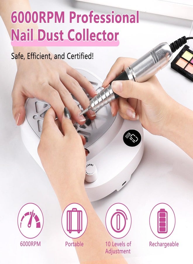 heemeei Nail Dust Collector, heemeei Protable 10 Speeds Dust Collector Nail Tech with 30 Pcs Disposable Filter Papers, 6000RPM Powerful Lightweight Nail Vacuum for Beginner Acrylic Nail Manicure Home Salon - Image 4
