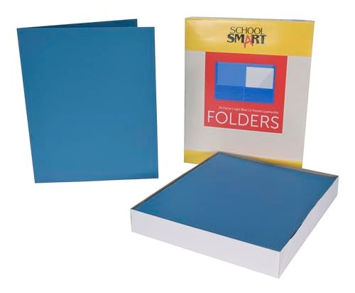 School Smart 2-Pocket Folders, Light Blue, Pack of 25 - Image 5