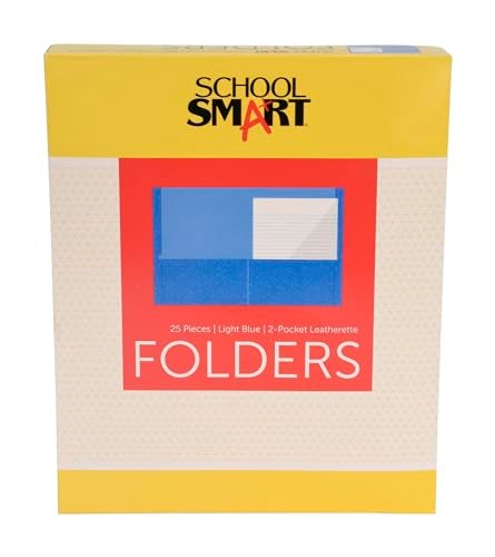 School Smart 2-Pocket Folders, Light Blue, Pack of 25 - Image 1