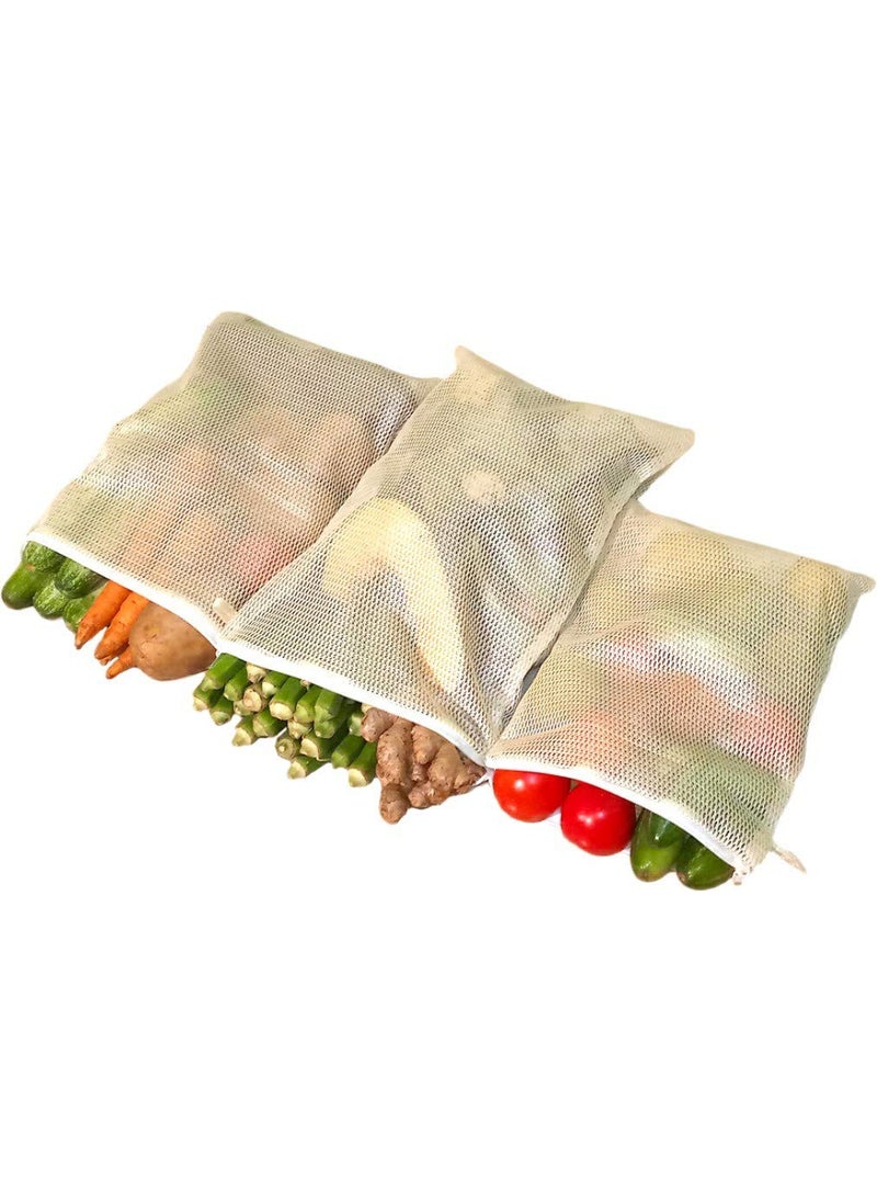 HomeCute Homecute Vegetable and Fruit organiser Bag Fridge Bags Set of 6 Pcs Pack of 6 Grocery Bags (Grey)  - Image 1