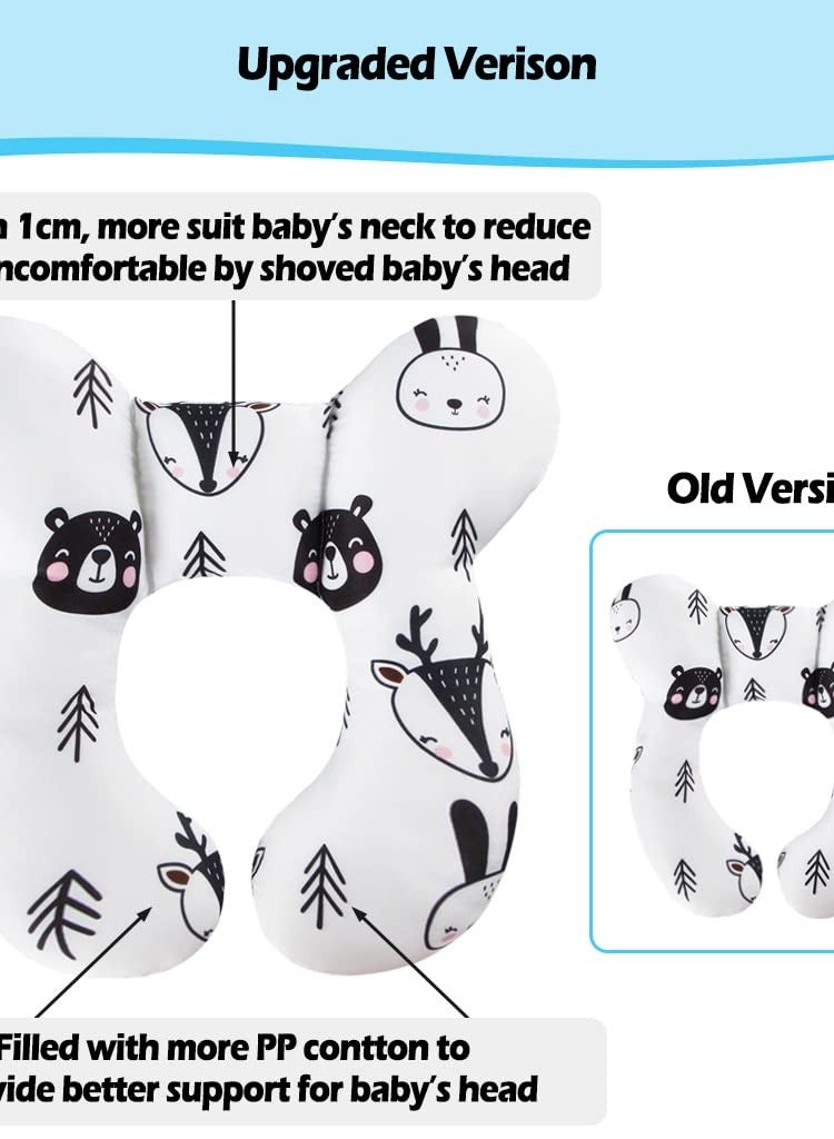 SOLARAE Upgraded Baby Travel Pillow for Head and Neck Support - Comfortable Baby Neck Pillow for Car Seat, Pushchair, and Travel (Bear Design) - Image 4