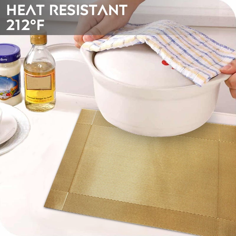 Trophable Placemats Set of 6, Table Placemats Heat Resistant Woven Placemats Washable PVC Place Mats Woven Vinyl Placemats Non-Slip Stain Resistant Kitchen Table Placemats Easy to Cleanâ€¦ - Image 3