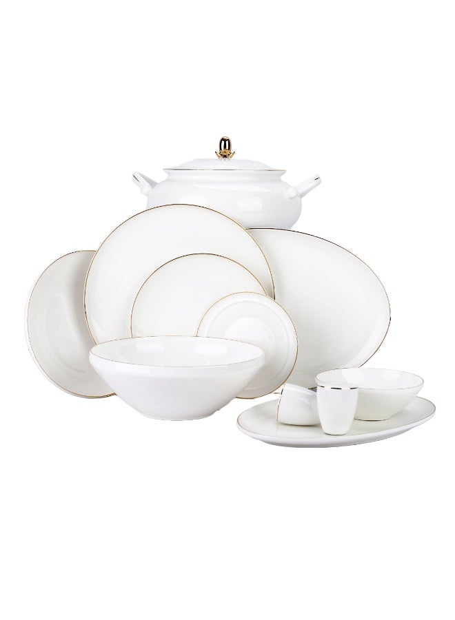 alsaifhome Porcelain dinnerware set - 38 pieces, white with a gold frame - Image 1