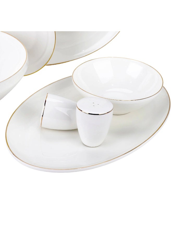 alsaifhome Porcelain dinnerware set - 38 pieces, white with a gold frame - Image 4