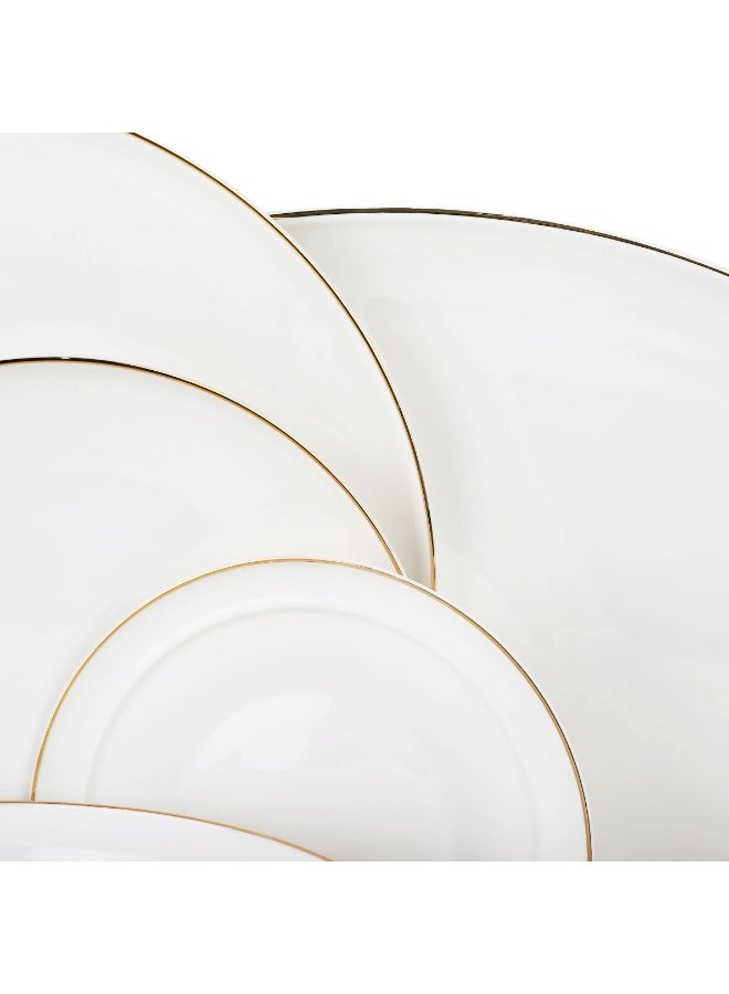 alsaifhome Porcelain dinnerware set - 38 pieces, white with a gold frame - Image 3