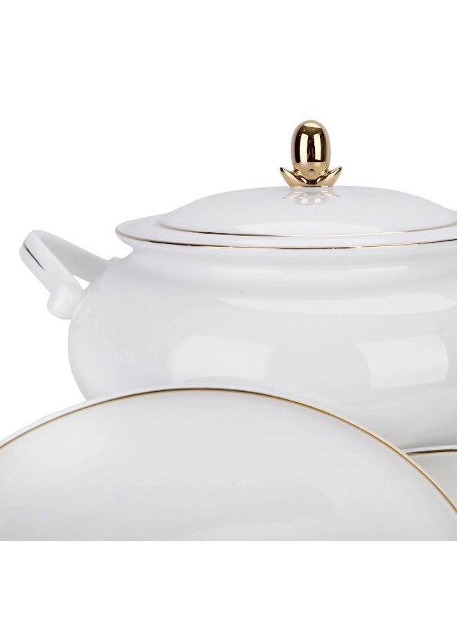 alsaifhome Porcelain dinnerware set - 38 pieces, white with a gold frame - Image 5