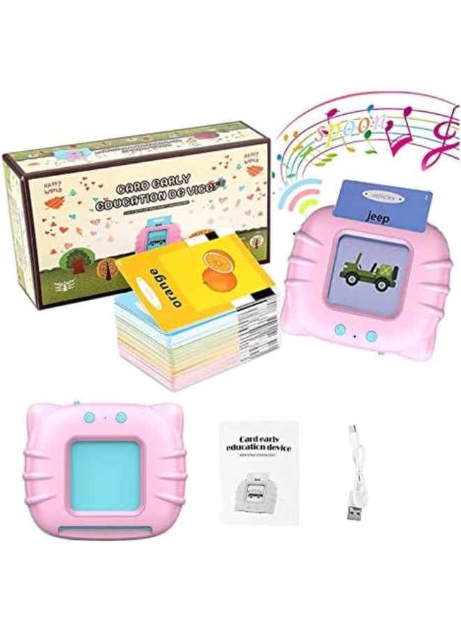 VGRASSP Flash Card Game for Kids Talking English Words Card Toy Preschool Learning Reading Interactive Toy for Kids, Pink 