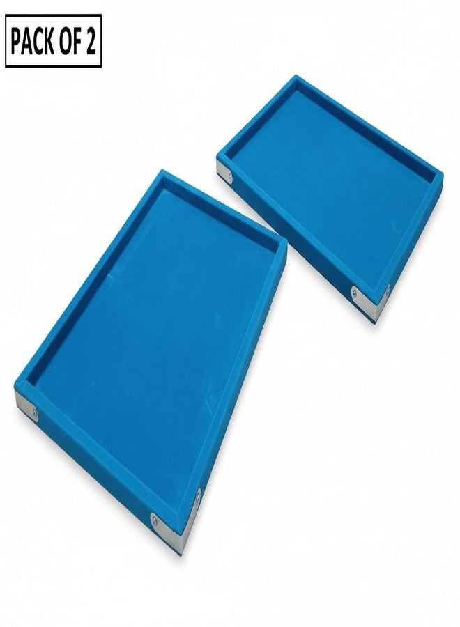 SENTONI Velvet Jewellery Display & Beading Tray | 14 x 10 Inch | Multipurpose Organizer Tray for Jewellery, Beads, Rings, Earrings & Showcase (Set of 2) (Sky Blue) - Image 3