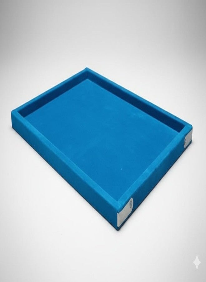 SENTONI Velvet Jewellery Display & Beading Tray | 14 x 10 Inch | Multipurpose Organizer Tray for Jewellery, Beads, Rings, Earrings & Showcase (Set of 2) (Sky Blue) - Image 2