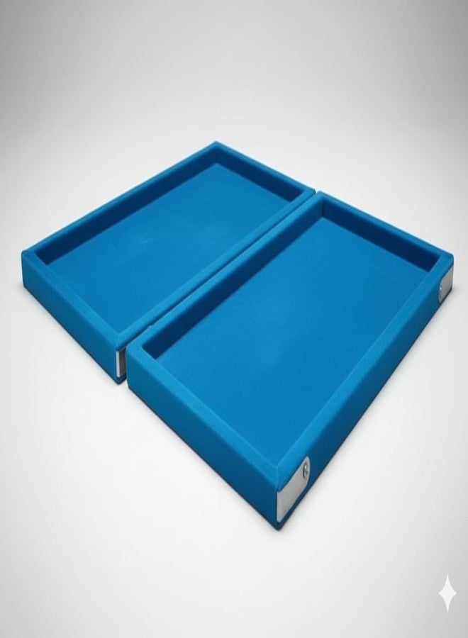 SENTONI Velvet Jewellery Display & Beading Tray | 14 x 10 Inch | Multipurpose Organizer Tray for Jewellery, Beads, Rings, Earrings & Showcase (Set of 2) (Sky Blue) - Image 1