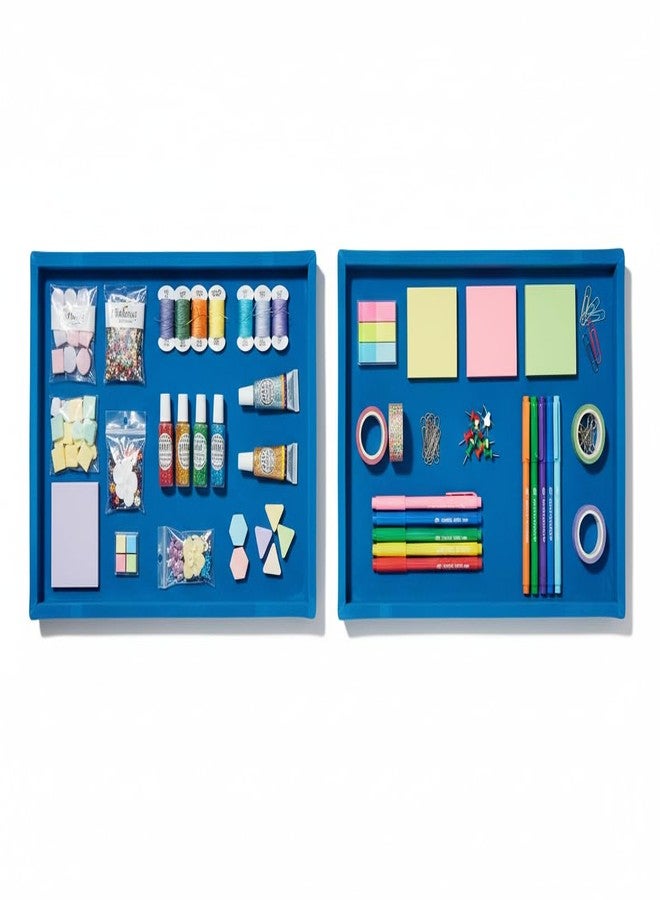 SENTONI Velvet Jewellery Display & Beading Tray | 14 x 10 Inch | Multipurpose Organizer Tray for Jewellery, Beads, Rings, Earrings & Showcase (Set of 2) (Sky Blue) - Image 4