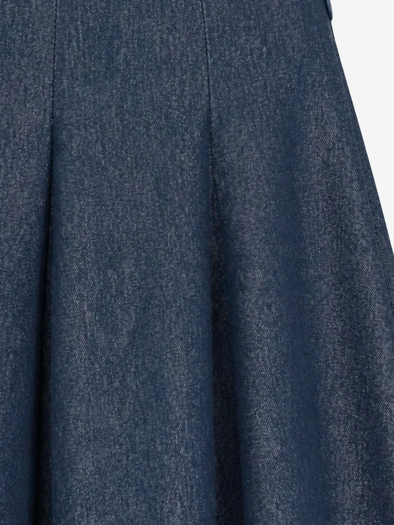 MixRay MIXRAY High Waist A-Line Midi Denim Skirt
