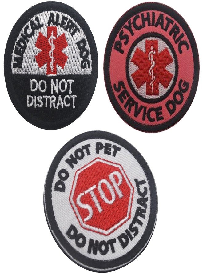 ODSP 3PCS Stop Do Not Pet Do Not Distract Patch, Medical Alert Dog Do Not Distract Patch, Psychiatric Service Dog Medical Alert Symbol Fastener Hook & Loop Patch for Pet Harnesses - 1.97inch Diameter - Image 1