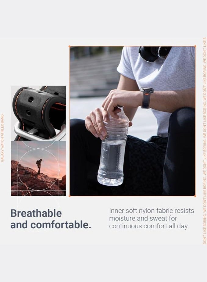 Caseology حزام أثليكس الهجين القابل للتنفس لساعات سامسونج جالاكسي ووتش 7 40 مم 44 مم / ووتش 6 كلاسيك 47 مم 43 مم / 5 برو 45 مم 6/5/4 44 40 مم، سيليكون، حزام ساعة وسادة نايلون - برتقالي نشط - Image 4