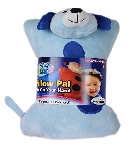 Cloudz Kids Super Soft N Cuddly On Hand Animal Airplane Travel Pillow Pal Keep Children Comfy and Supported with a Buddy While Traveling or just Resting at Home Dog