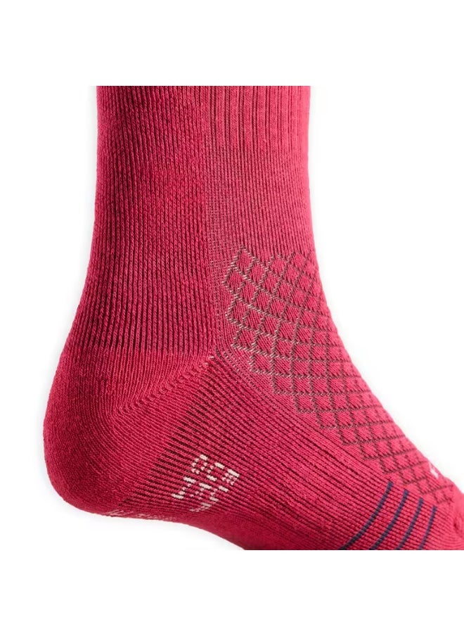 FOUGANZA Kids' Riding Socks SKS 500 - Navy/Pink Pony Print  - Image 4