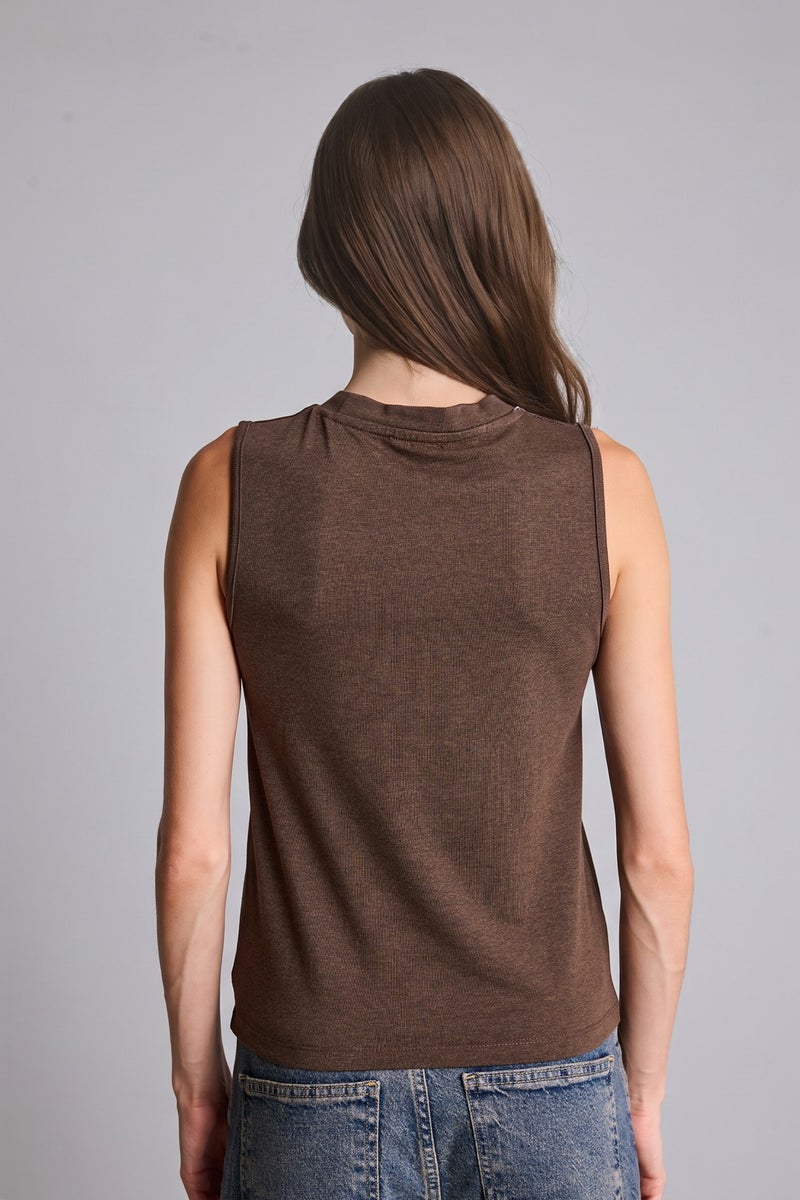DeFacto Brown Woman Slim Fit Half Turtleneck Jersey Brown Top Casual - Image 5
