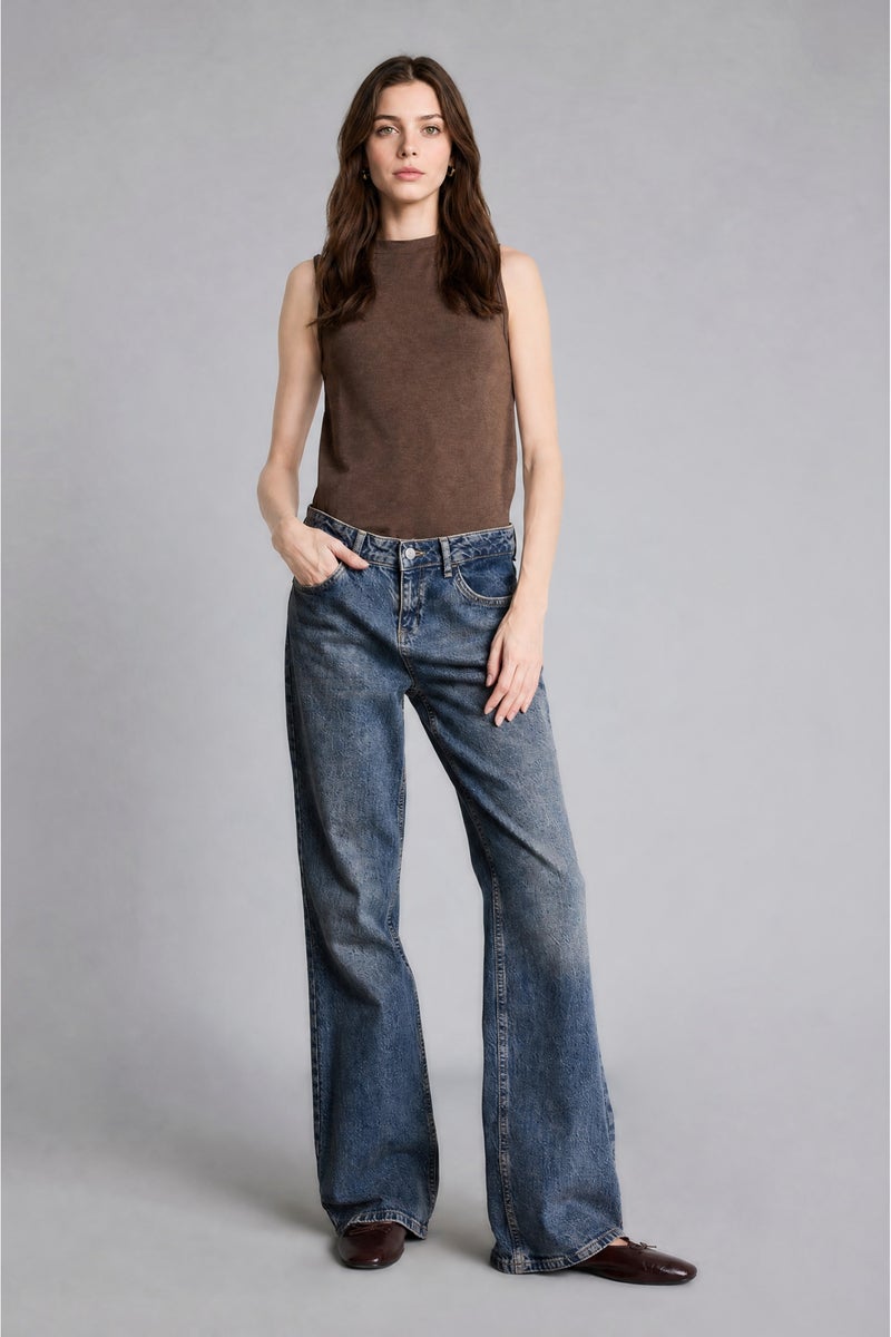 DeFacto Brown Woman Slim Fit Half Turtleneck Jersey Brown Top Casual - Image 2