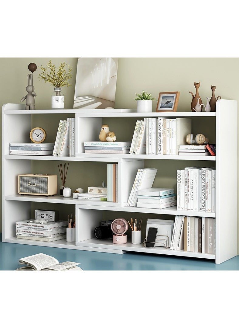 CityRiya-Long White Bookcase, Retractable Bookshelf, Storage Cabinet Extendable Length 60-110cm, Office Supplies Storage Cabinet, Kitchen Sideboard Cabinet Cupboard, Home Kitchen Office Display Storage Rack  - Image 1